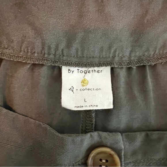 Olive Green Button Down Midi Skirt - Picture 3 of 6